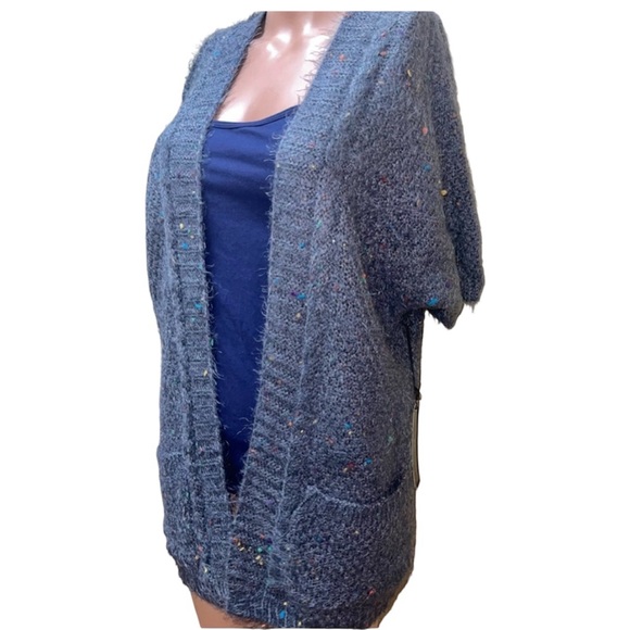 BCBGMAXAZRIA CARDIGAN CHUNKY CONFETTI KNIT SWEATER OPEN FRONT GRAY COLOR SIZE M - Picture 2 of 15